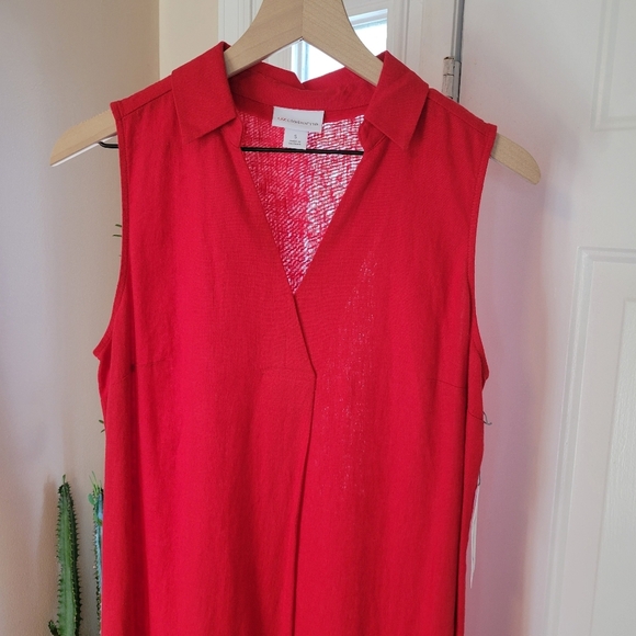 NWT Liz Claiborne Gorgeous Red Sleeveless Floor Length Linen Blend Dress, Size S - Picture 4 of 10
